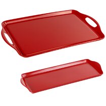 Red serving deals tray